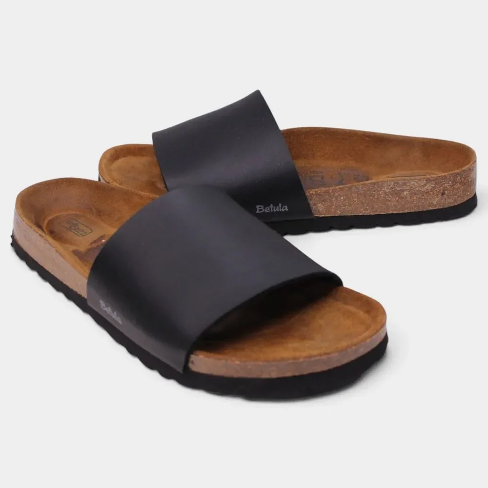 Betula Birkenstock Reggae Womens 8 EU 39 Black Soft Footbed Slide Sandals
